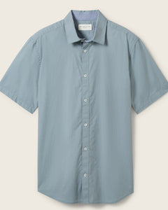Tom Tailor Poplin Ss Shirt | Washed Out Middle Blue