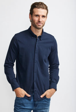 Easy Mondays Ls Jersey Navy Button Down