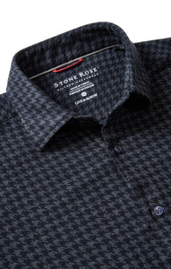 Stone Rose Ls Knit | Grey Houndstooth Check