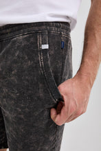 Load image into Gallery viewer, Stone Rose Fleece Acid Wash Jersey Shorts | Acid Black