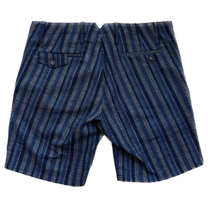 18 Waits Slim Shorts | Faded Indigo Wide Stripe