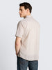 Tom Tailor | Regular fit short-sleeved shirt with linen blend | Cashew beige chambray
