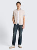 Tom Tailor | Regular fit short-sleeved shirt with linen blend | Cashew beige chambray