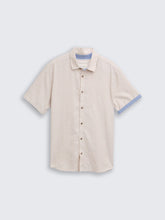 Load image into Gallery viewer, Tom Tailor | Regular fit short-sleeved shirt with linen blend | Cashew beige chambray