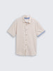 Tom Tailor | Regular fit short-sleeved shirt with linen blend | Cashew beige chambray