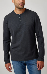 Stone Rose Slub Pique Ls Henley | Charcoal