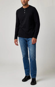 Stone Rose Slub Pique Ls Henley | Black