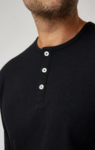 Load image into Gallery viewer, Stone Rose Slub Pique Ls Henley | Black