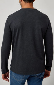 Stone Rose Slub Pique Ls Henley | Charcoal