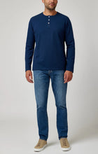 Load image into Gallery viewer, Stone Rose Slub Pique Ls Henley | Navy