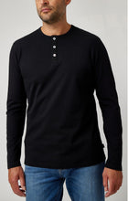 Load image into Gallery viewer, Stone Rose Slub Pique Ls Henley | Black