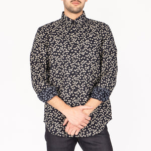 Naked & Famous Ls Easy Shirt | Kimono Flowers | Indigo