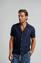 Load image into Gallery viewer, STONE ROSE | PALMA - DIAMOND GEO RESORT SHIRT | DARK NAVY