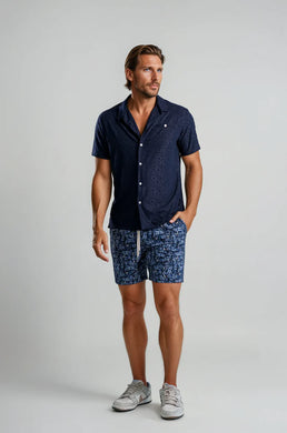 STONE ROSE | PALMA - DIAMOND GEO RESORT SHIRT | DARK NAVY