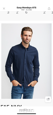 Easy Mondays Ls Jersey Navy Button Down