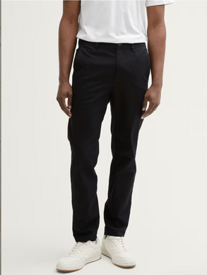 TOM TAILOR | RELAXED TAPPERED LINEN PANTS | BLACK