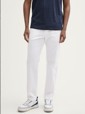 TOM TAILOR | RELAXED TAPPERED LINEN PANTS | WHITE