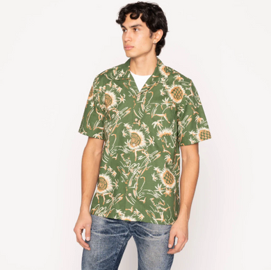 Naked & Famous | Aloha Shirt | Waikiki Waves | Green