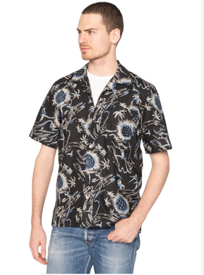 Naked & Famous | Aloha Shirt | Waikiki Waves | Black