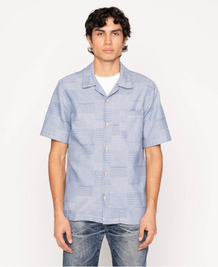 Naked & Famous | Aloha Shirt | Dobby Patchwork | Pale-Blue