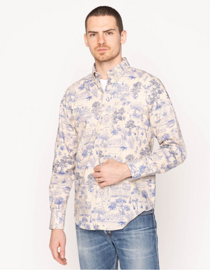 Naked & Famous | Easy Shirt | Linen Cats | Blue