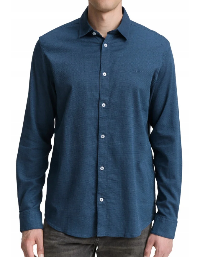 Tom Tailor |Structured Stretch Long Sleeve Shirt| Navy Blue