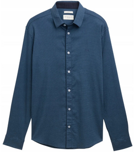 Tom Tailor |Structured Stretch Long Sleeve Shirt| Navy Blue