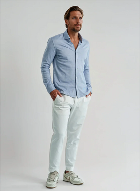 STONE ROSE | Origin Dry Touch Long Sleeve Pique Shirt| Blue Shadow