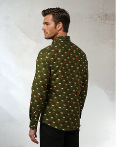 STONE ROSE | Long Sleeve woven Printed Wild Stallions shirt | Dark Green