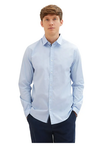Tom Tailor | Stretch Poplin Long Sleeved  | Light Metal Blue