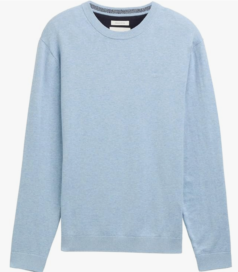 Tom Tailor | Basic Crewneck Knit Jumper | Light Blue Mix