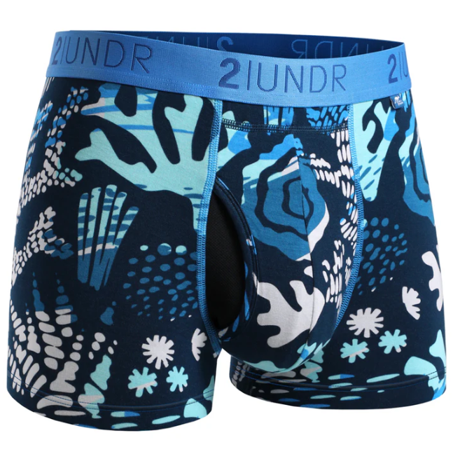 2 UNDR | Swing Shift Printed Boxer Brief | Coral Reefer