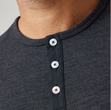Load image into Gallery viewer, STONE ROSE | Long Sleeve 3-Button Henley| Charcoal