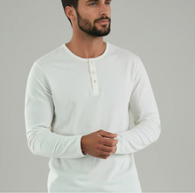 Load image into Gallery viewer, STONE ROSE | Long Sleeve 3-Button Henley| White