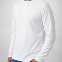 Load image into Gallery viewer, STONE ROSE | Long Sleeve 3-Button Henley| White