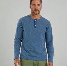 Load image into Gallery viewer, STONE ROSE | Long Sleeve 3-Button Henley| Denim Blue