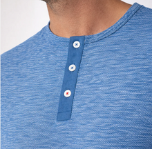 Load image into Gallery viewer, STONE ROSE | Long Sleeve 3-Button Henley| Denim Blue