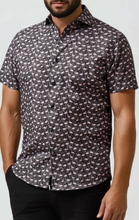Load image into Gallery viewer, STONE ROSE | Short Sleeve Woven Printed Shirt| Beige (The Flamingo Affair)