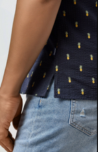 Load image into Gallery viewer, STONE ROSE | Short Sleeve Woven Printed Shirt| Dark Navy (A Pineapple a Day)