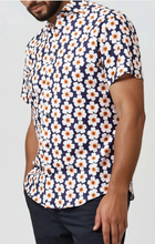 Load image into Gallery viewer, STONE ROSE | Short Sleeve Woven Printed Shirt| Navy Beach Blossom