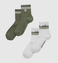 Load image into Gallery viewer, Tentree | Cortes Socks 2-Pack | White Juniper/Agave Stripes