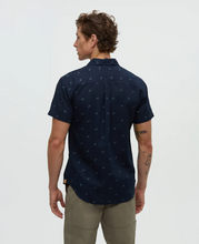 Load image into Gallery viewer, Tentree | Short Sleeve Mancos Shirt M | Midnight Blue/Bike Around