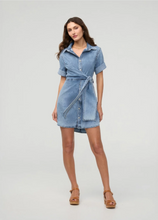 Load image into Gallery viewer, DU/ER | Performance Denim Lite Wrap Shirt Dress | Women's Collection | Light Stone