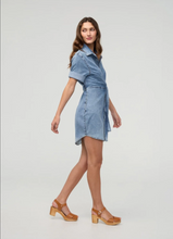 Load image into Gallery viewer, DU/ER | Performance Denim Lite Wrap Shirt Dress | Women's Collection | Light Stone