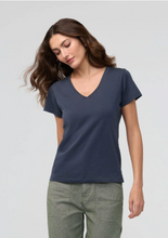 Load image into Gallery viewer, DU/ER | PurePima Slim V-Neck | Women's Collection | Navy