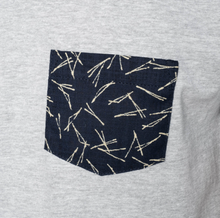 Load image into Gallery viewer, Naked &amp; Famous | Pocket Tee | Heather Grey + Matsuba Pine indigo
