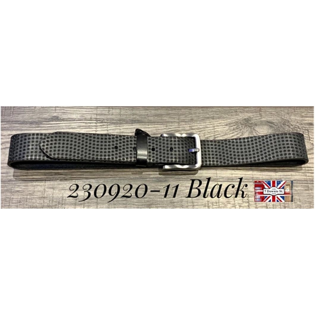 7 Downie St. Black Circle Patterned Leather Belt