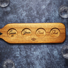 Load image into Gallery viewer, Gentlemen&#39;s Hardware Serving Paddle with Shot Glasses