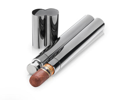 Gunmetal Cigar Holder & Flask By VISKI