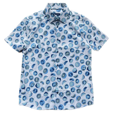 Stone Rose Blue Citrus Tencel Short Sleeve Shirt